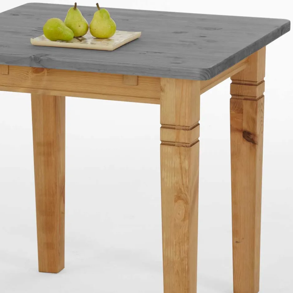 Wohnen Landhaus Küchentisch in Grau & Kiefer Lauge - Viensta