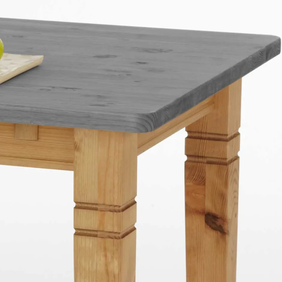 Wohnen Landhaus Küchentisch in Grau & Kiefer Lauge - Viensta