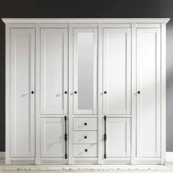 Wohnen Landhaus Kleiderschrank Chelles in Weiß mit Spiegel