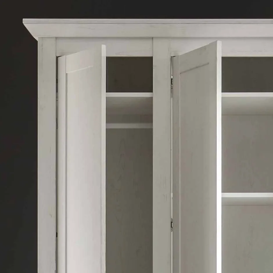 Wohnen Landhaus Kleiderschrank Chelles in Weiß mit Spiegel