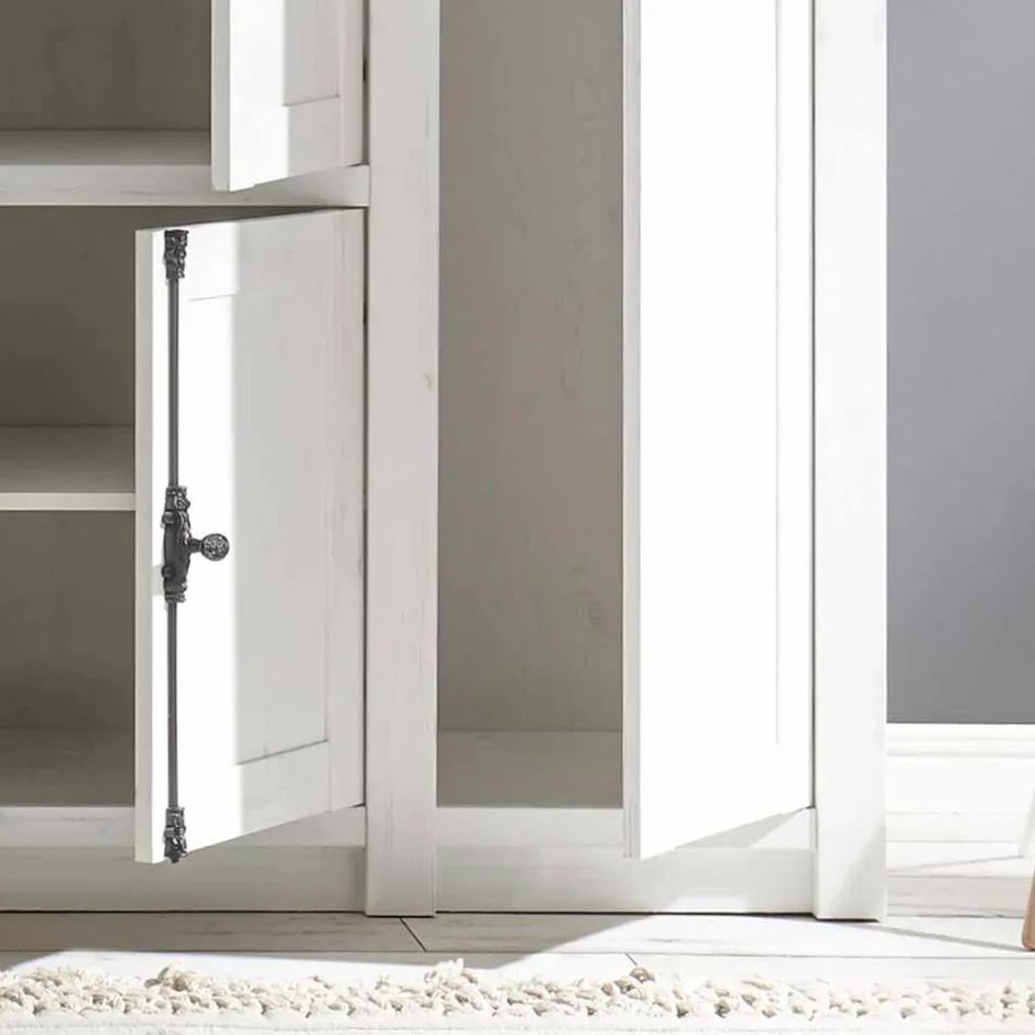 Wohnen Landhaus Kleiderschrank Chelles in Weiß mit Spiegel