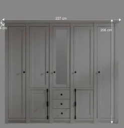 Wohnen Landhaus Kleiderschrank Chelles in Weiß mit Spiegel