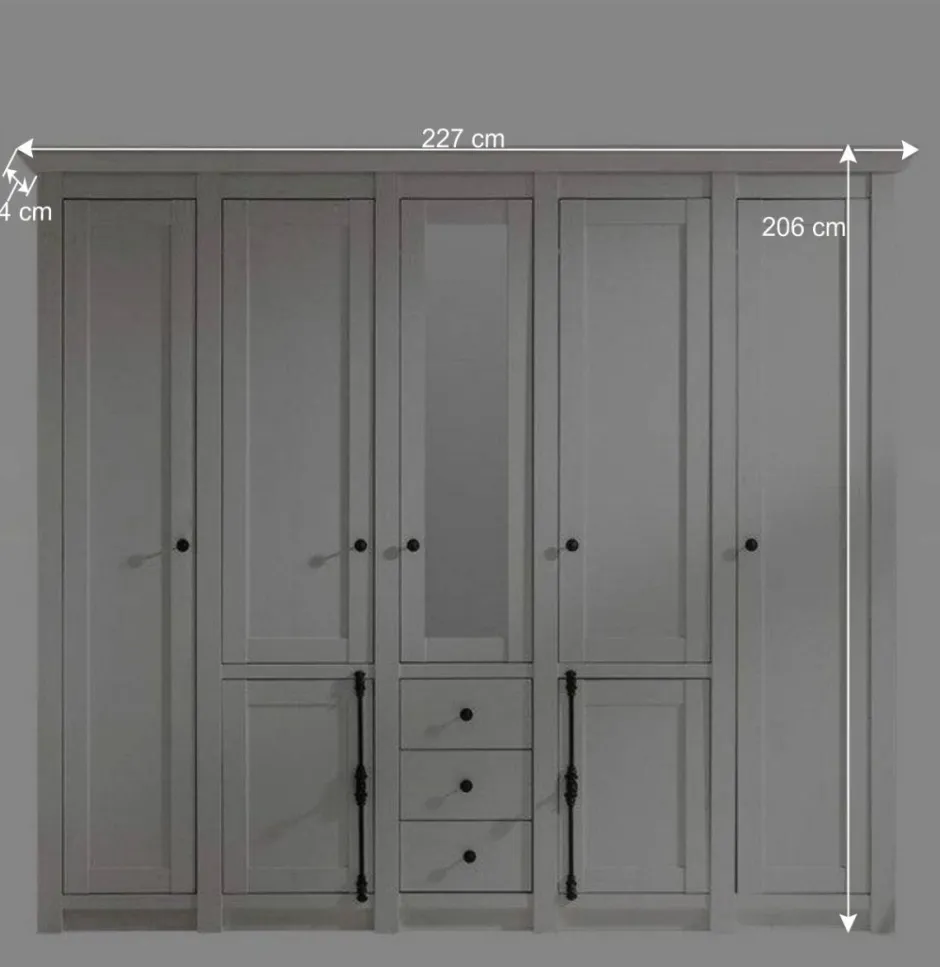 Wohnen Landhaus Kleiderschrank Chelles in Weiß mit Spiegel