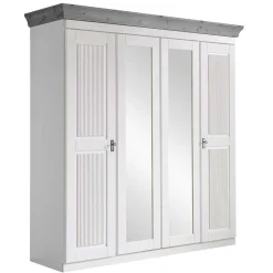 Wohnen Landhaus Kleiderschrank in Weiß und Kiefer Grau - Caneon