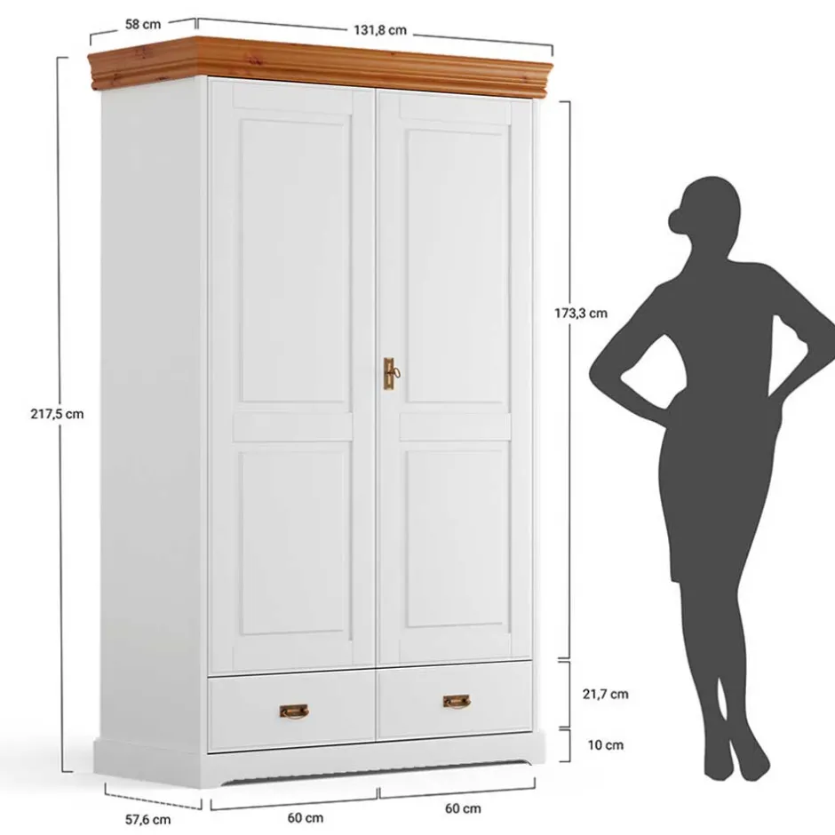 Landhaus Kombi-Kleiderschrank aus Kiefernholz - Varicano^Wohnen Online