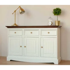 Wohnen Landhaus Kombikommode in Weiß und Nussbaum - Manipur