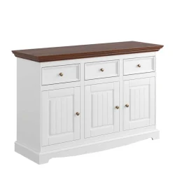 Wohnen Landhaus Kombikommode in Weiß und Nussbaum - Manipur