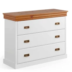 Wohnen Landhaus Kommode in Weiß und Kiefer - Varicano