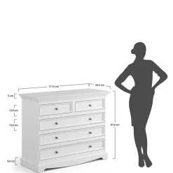Wohnen Landhaus Kommode mit fünf Schubladen - Bordona