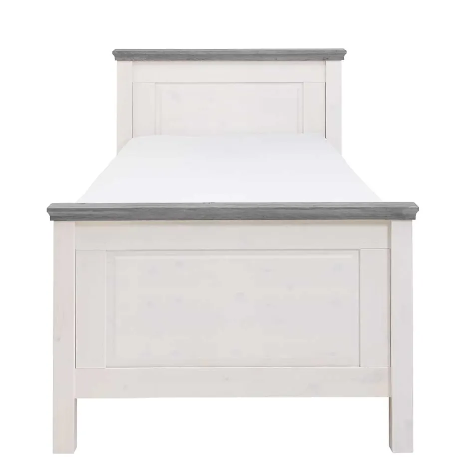 Landhaus Massivholzbett in Weiß & Grau - Mirandesca^Wohnen Outlet