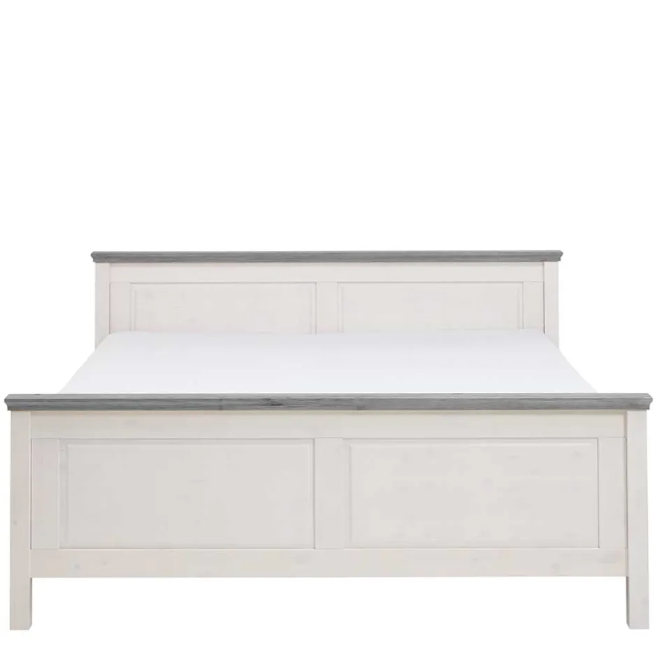 Landhaus Massivholzbett in Weiß & Grau - Mirandesca^Wohnen Outlet