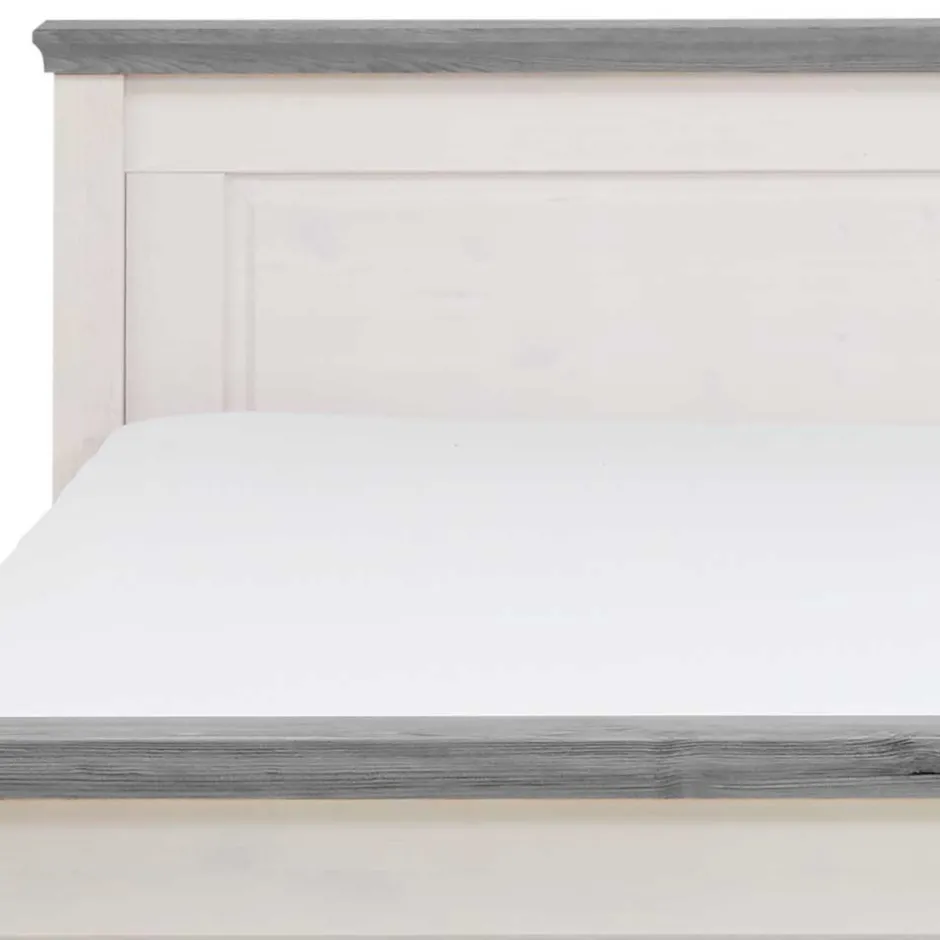 Landhaus Massivholzbett in Weiß & Grau - Mirandesca^Wohnen Outlet