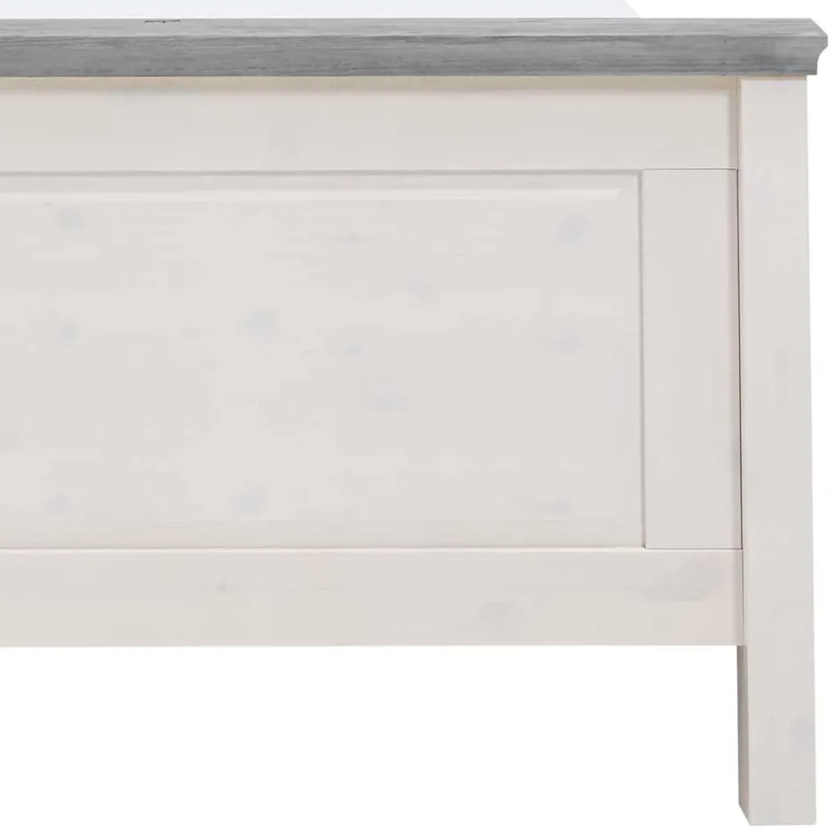 Landhaus Massivholzbett in Weiß & Grau - Mirandesca^Wohnen Outlet