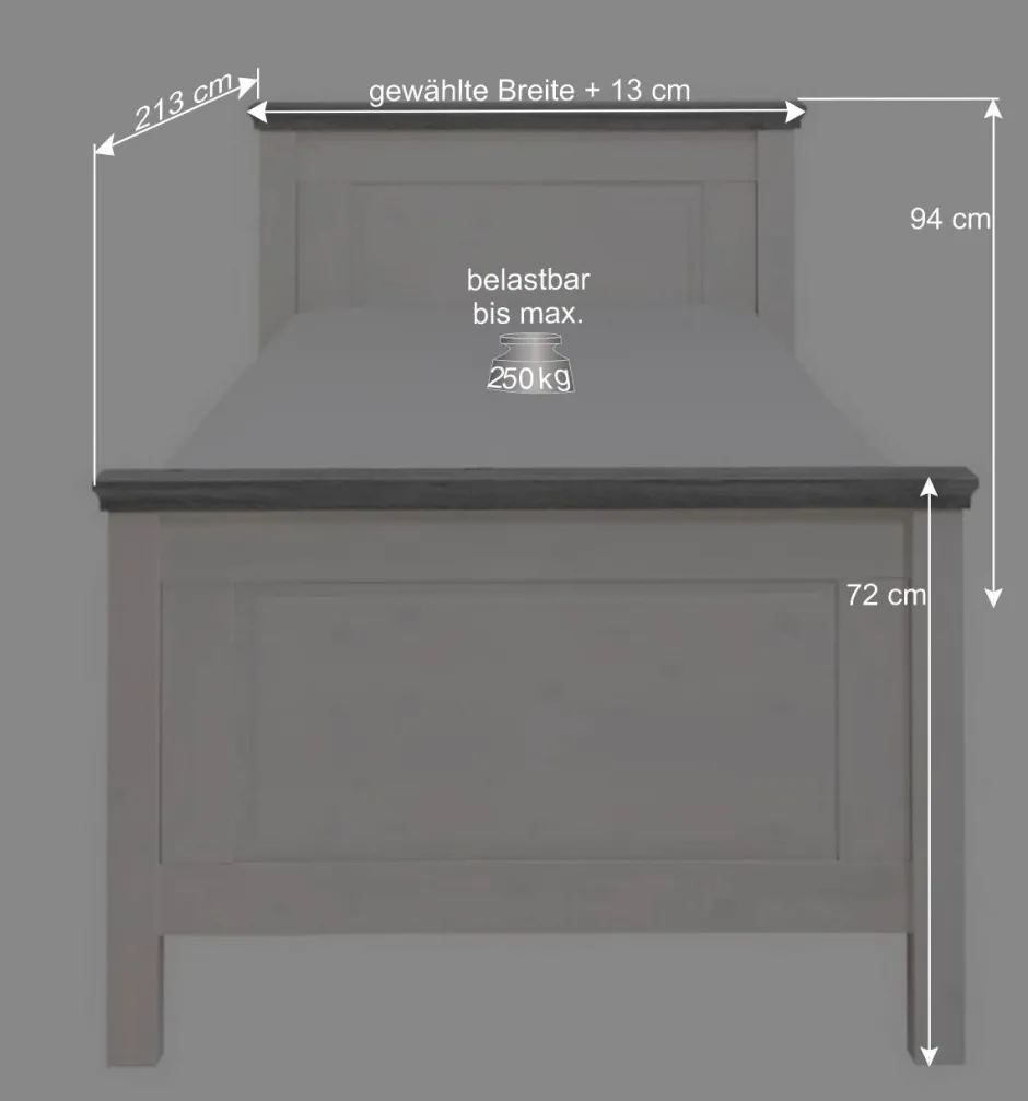 Landhaus Massivholzbett in Weiß & Grau - Mirandesca^Wohnen Outlet