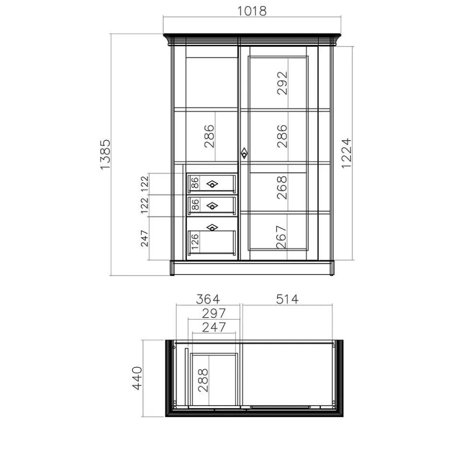 Wohnen Landhaus Möbel Kombination für Wohnzimmer - Diatara (vierteilig)