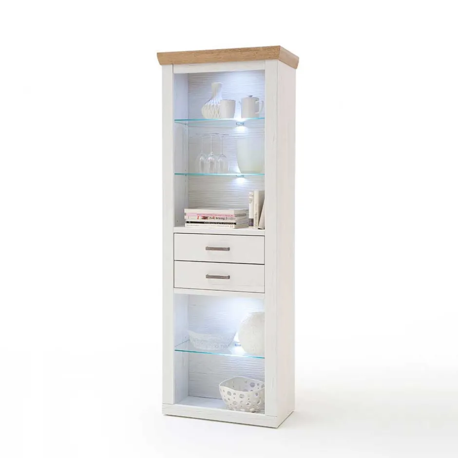 Landhaus MDF Regal mit Glasböden - Samula^Wohnen Outlet