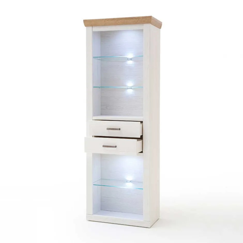 Landhaus MDF Regal mit Glasböden - Samula^Wohnen Outlet