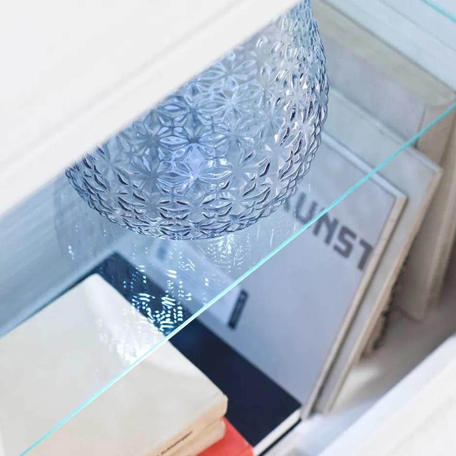 Landhaus MDF Regal mit Glasböden - Samula^Wohnen Outlet