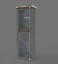 Landhaus MDF Regal mit Glasböden - Samula^Wohnen Outlet