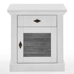 Wohnen Landhaus Nachtkommode in Weiß & Grau - Urezzas