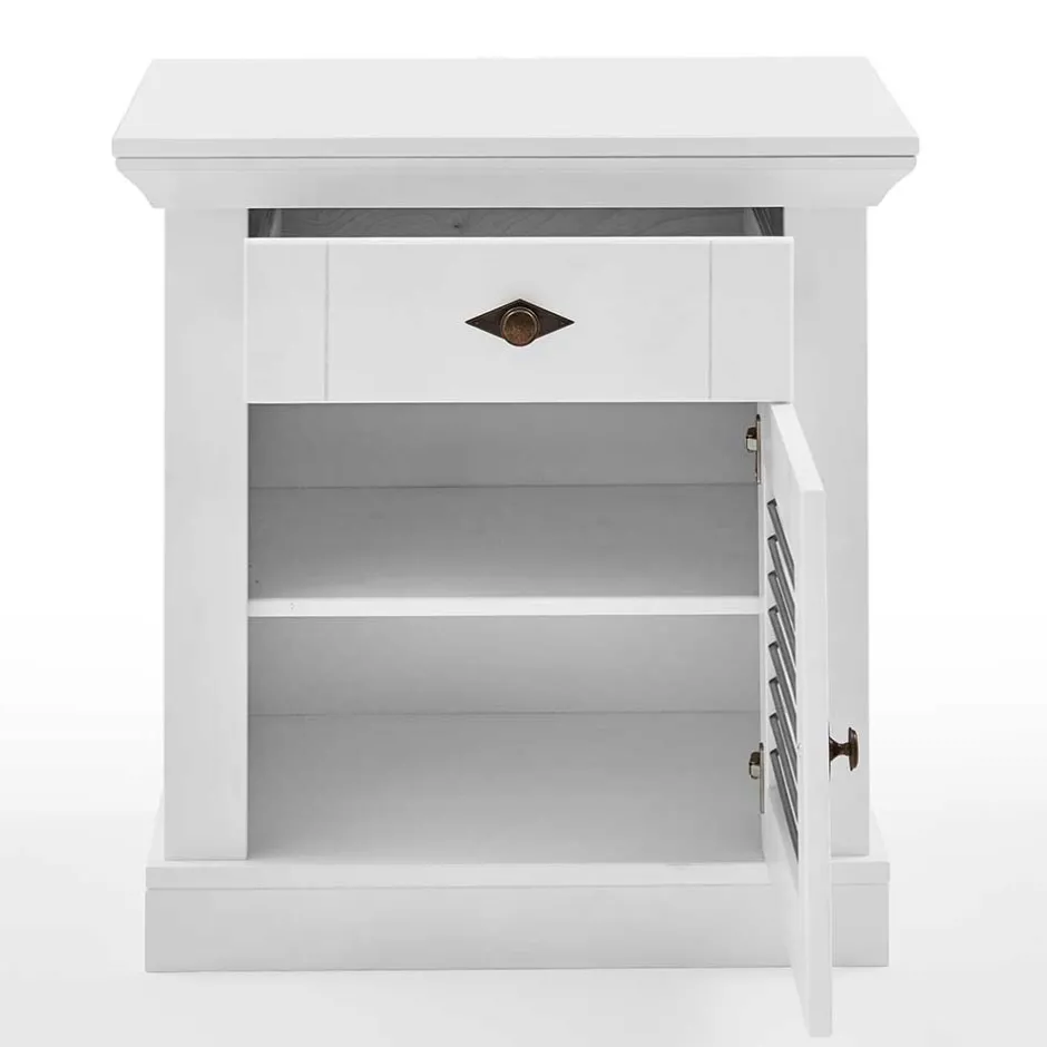 Wohnen Landhaus Nachtkommode in Weiß & Grau - Urezzas