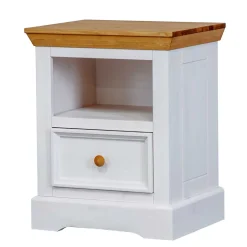 Landhaus Nachtschrank in Weiß & Eichefarben - Envicron^Wohnen Best