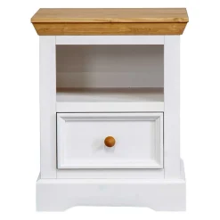 Landhaus Nachtschrank in Weiß & Eichefarben - Envicron^Wohnen Best