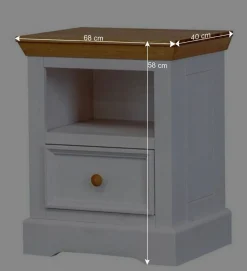 Landhaus Nachtschrank in Weiß & Eichefarben - Envicron^Wohnen Best