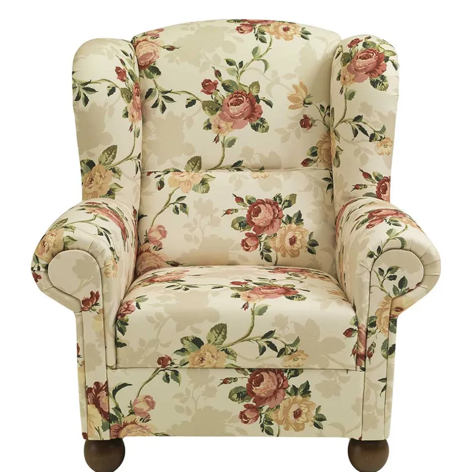 Landhaus Ohrenbackensessel mit Blumen Muster - Zavatraos^Wohnen Clearance