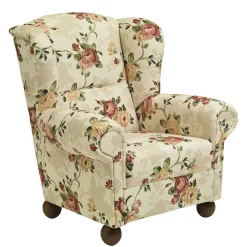 Landhaus Ohrenbackensessel mit Blumen Muster - Zavatraos^Wohnen Clearance