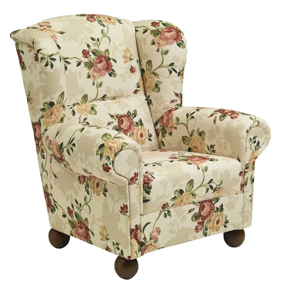 Landhaus Ohrenbackensessel mit Blumen Muster - Zavatraos^Wohnen Clearance