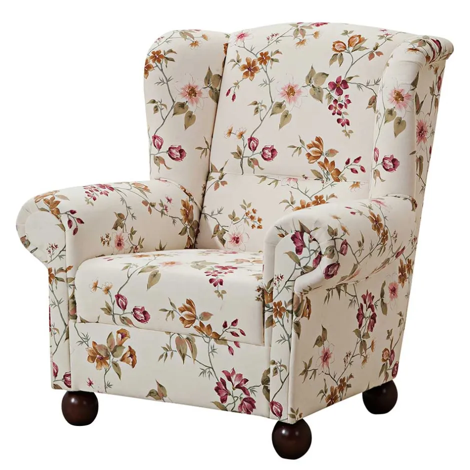 Landhaus Ohrensessel mit Blumen Stoff - Diazaja^Wohnen New
