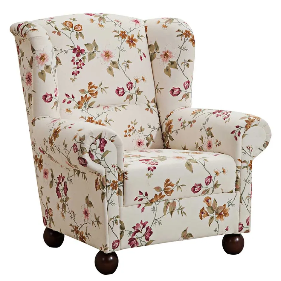 Landhaus Ohrensessel mit Blumen Stoff - Diazaja^Wohnen New