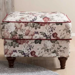 Wohnen Landhaus Polsterhocker mit Vintage Blumen Muster - Baonga