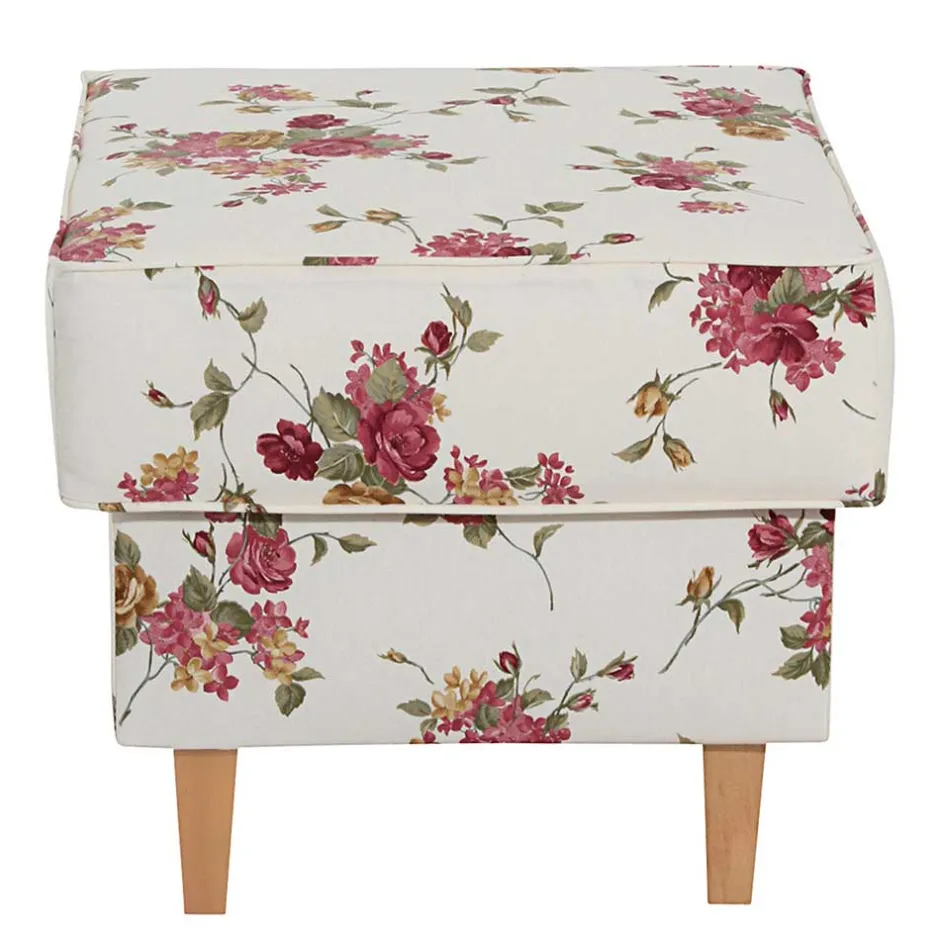 Wohnen Landhaus Polsterhocker mit Blumen Stoff - Blackbeard