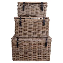 Wohnen Landhaus Rattan Truhen Set - Speccia (dreiteilig)