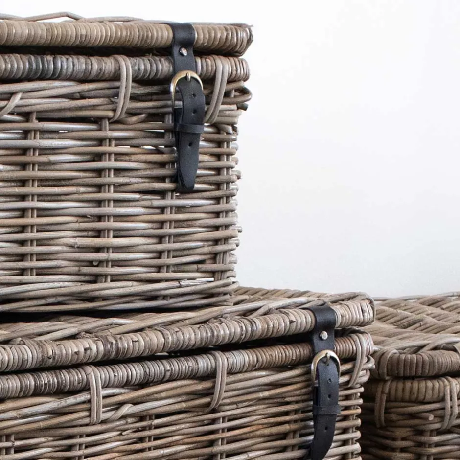 Wohnen Landhaus Rattan Truhen Set - Speccia (dreiteilig)