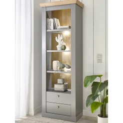 Wohnen Landhaus Regal in Lichtgrau & Eiche NB - Buleta