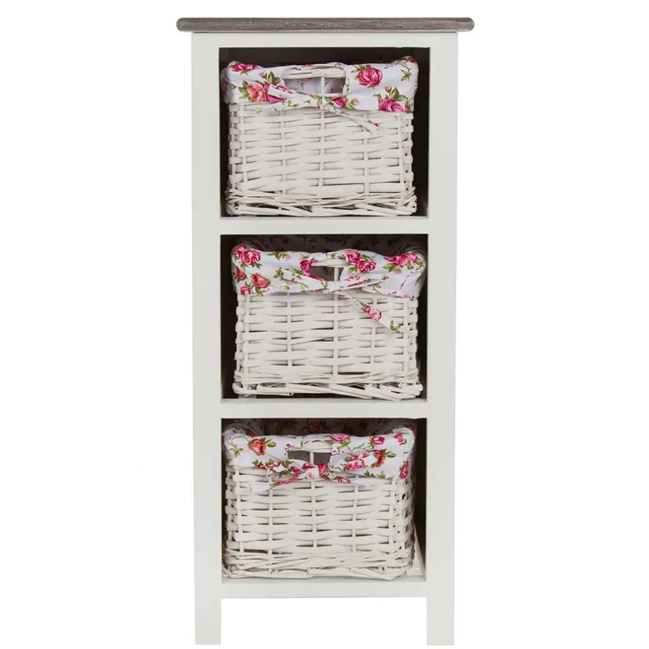 Wohnen Landhaus Regal mit drei Körben - Migorys