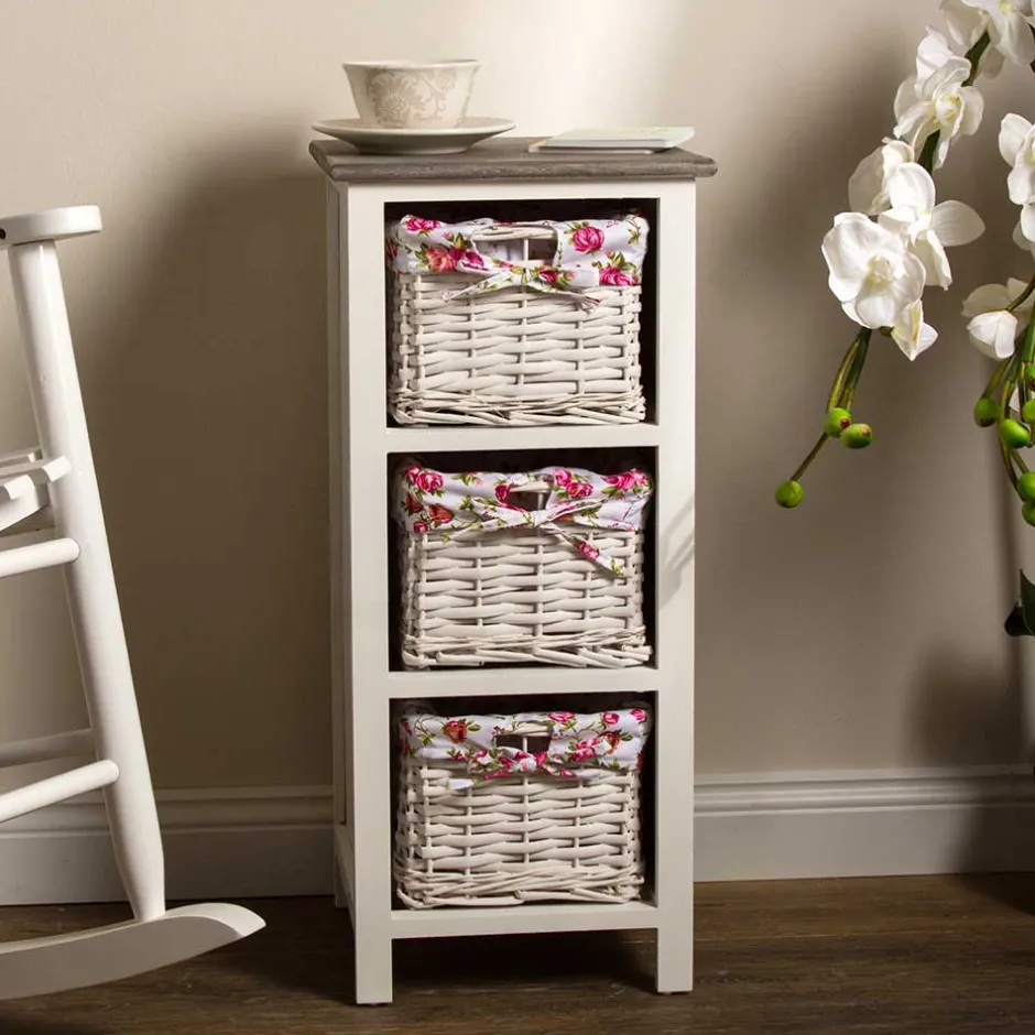 Wohnen Landhaus Regal mit drei Körben - Migorys