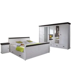 Wohnen Landhaus Schlafzimmer Pisino aus Kiefer Massivholz (vierteilig)