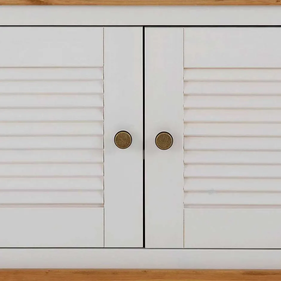 Wohnen Landhaus Schuhbank in Weiß & Honig - Axdonira