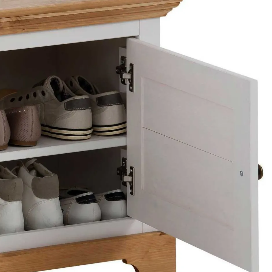 Wohnen Landhaus Schuhbank in Weiß & Honig - Axdonira