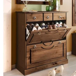 Wohnen Landhaus Schuhkommode in Dunkelbraun - Yemisa