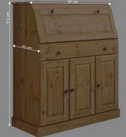 Wohnen Landhaus Sekretär aus Kiefer Massivholz - Brindusa