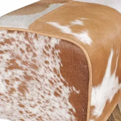 Wohnen Landhaus Sitzhocker Darinca mit Ziegenfell und Holz