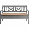Wohnen Landhaus Truhenbank Jytte aus Kiefer Grau Braun