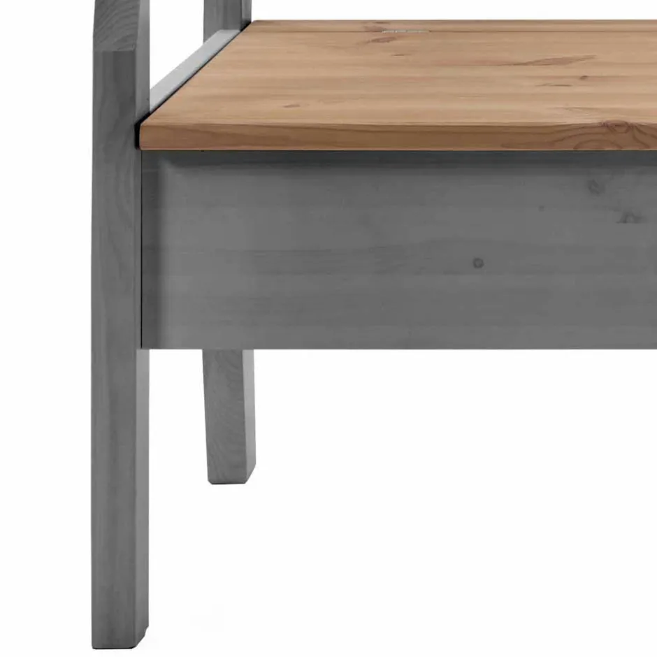 Wohnen Landhaus Truhenbank Jytte aus Kiefer Grau Braun