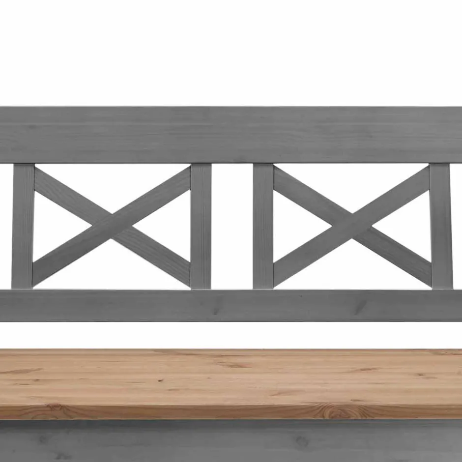 Wohnen Landhaus Truhenbank Jytte aus Kiefer Grau Braun