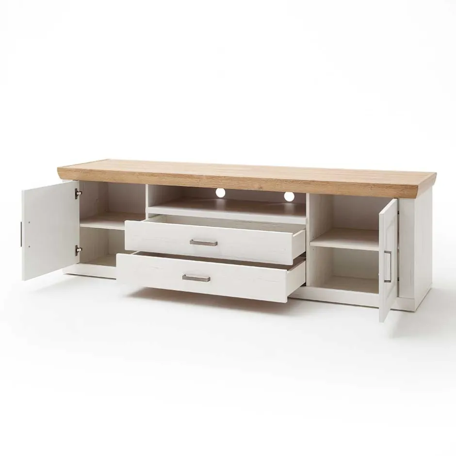 Wohnen Landhaus TV Element in Weiß & Eichefarben - Samula